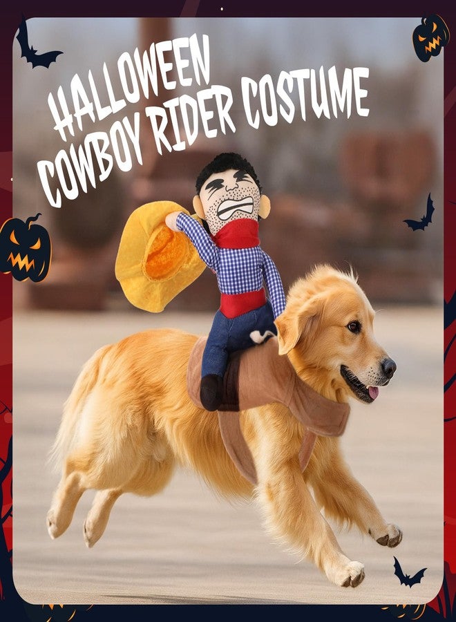 Skicuff زي راعي البقر للكلاب من سكيكوف، زي تنكري للهالوين، ملابس مبتكرة ومضحكة على طراز الفارس مع دمية وقبعة، زي تنكري لحفلات الحيوانات الأليفة في الهالوين (مقاس كبير). - Image 4